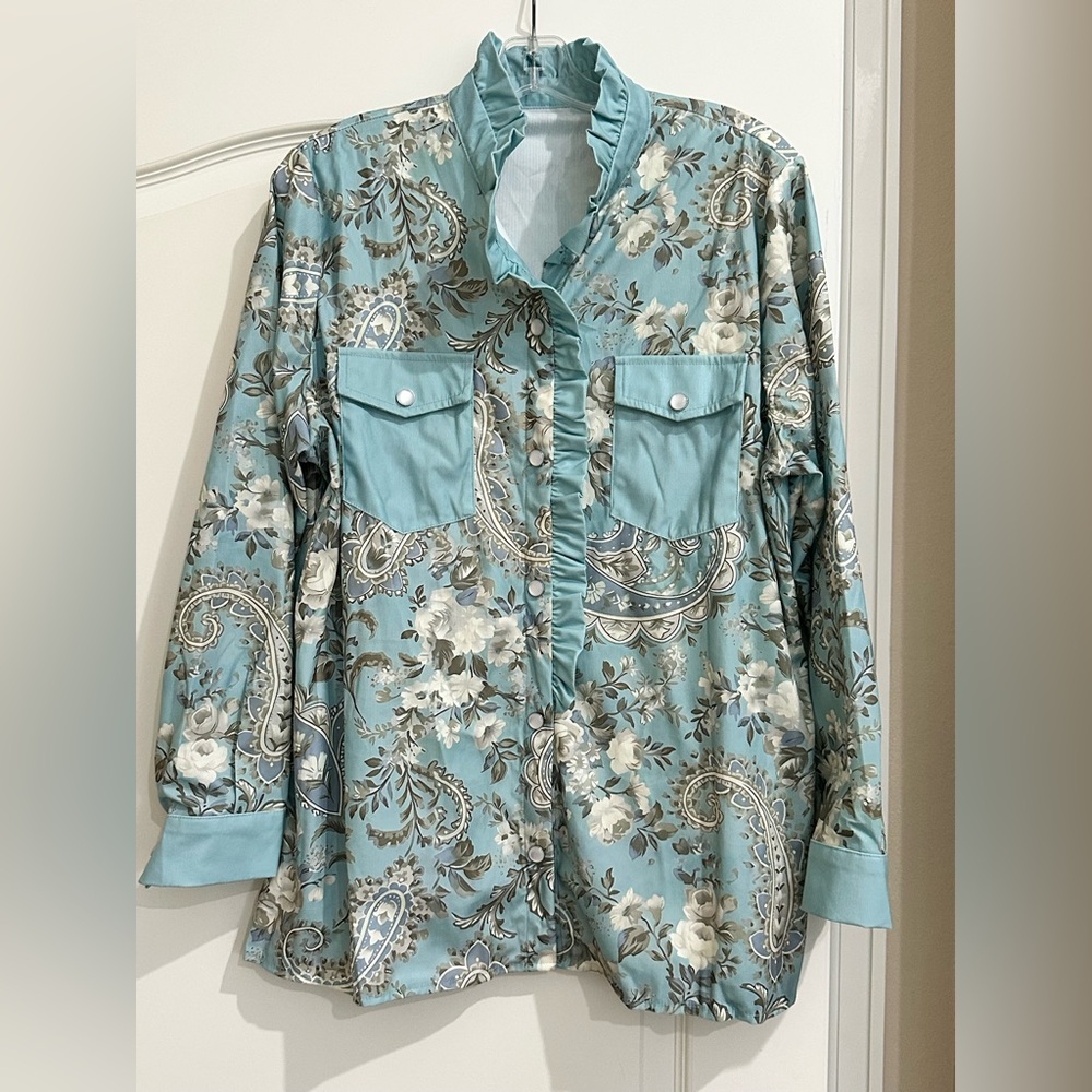New Floral Paisley Button-Up Blouse